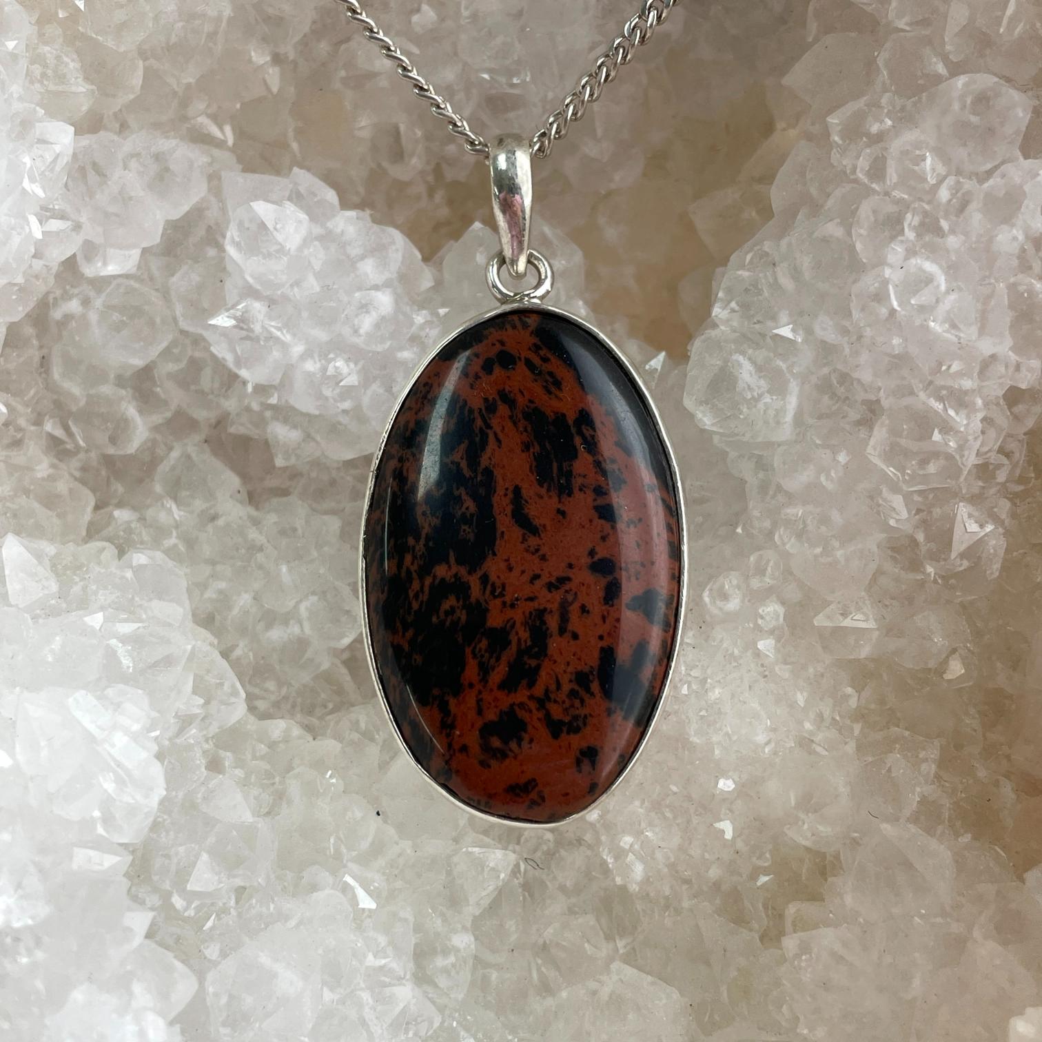 Sterling Silver Pendant - Mahogany Obsidian LRG - SP49 Sterling Silver Pendant - Mahogany Obsidian LRG - SP49